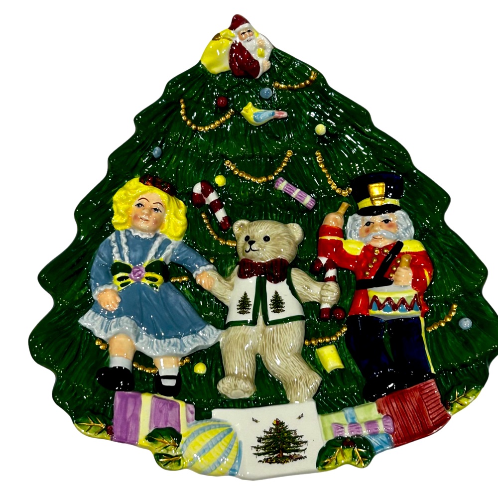 SPODE Christmas Tree Cookie Plate Toys Around The Tree